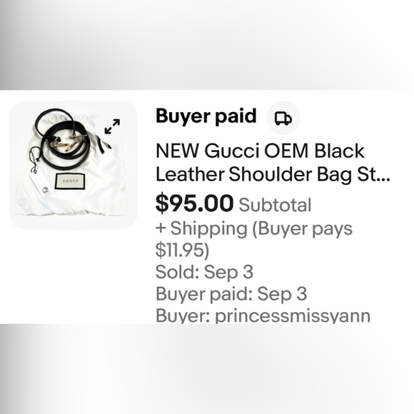 Gucci Black Leather Shoulder Bag Strap $450.00 - Picture 13 of 16